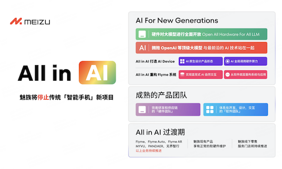 魅族公布 All in AI 全新战略规划 现有产品正常享有软硬件维护服务